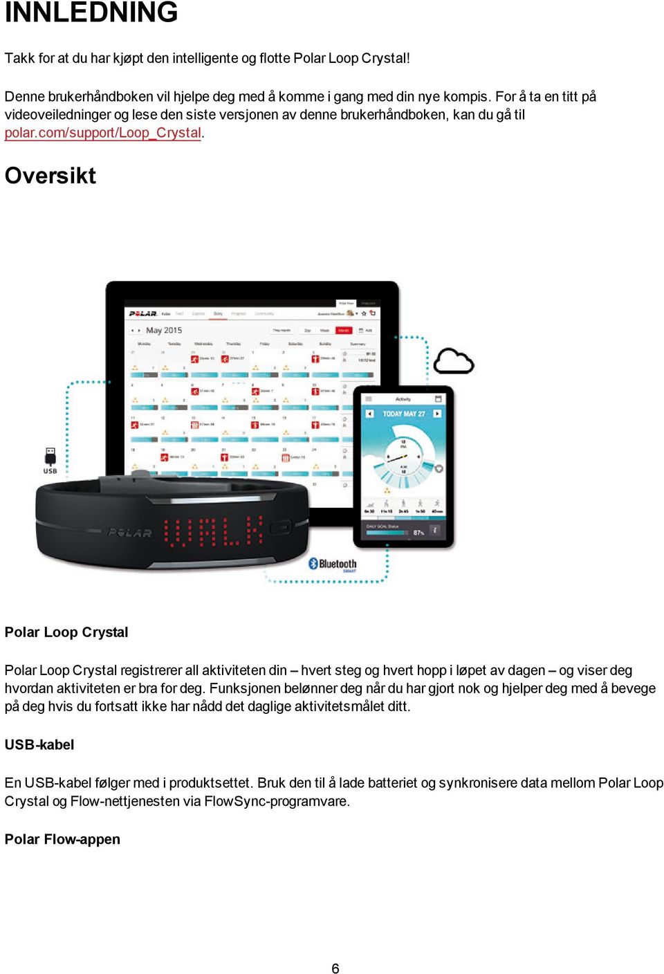 Oversikt Polar Loop Crystal Polar Loop Crystal registrerer all aktiviteten din hvert steg og hvert hopp i løpet av dagen og viser deg hvordan aktiviteten er bra for deg.