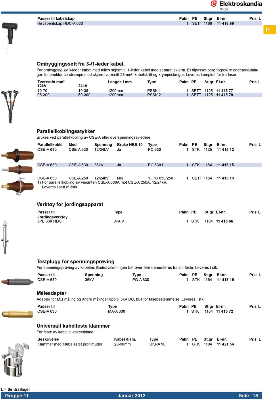 Inneholder cu-strømpe med skjermtverrsnitt 25mm², kabelskritt og krympeslanger. Leveres komplett for tre faser.