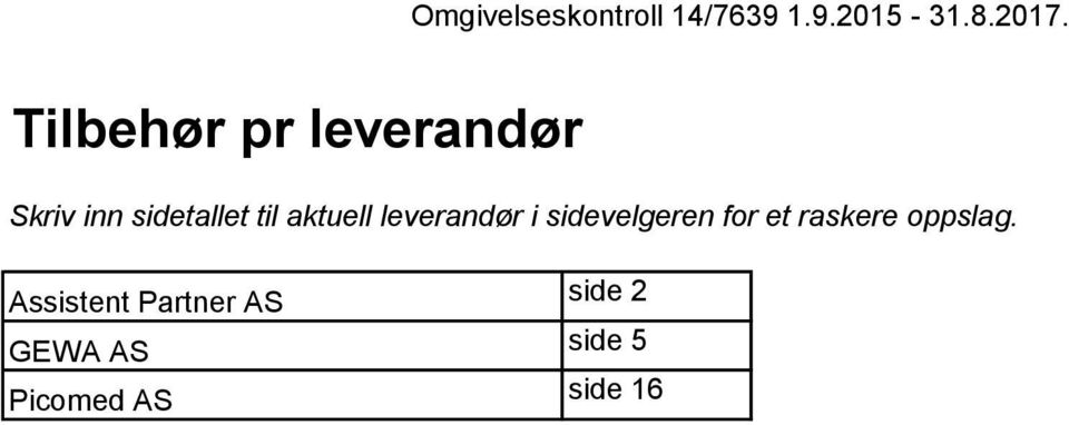 sidevelgeren for et raskere oppslag.