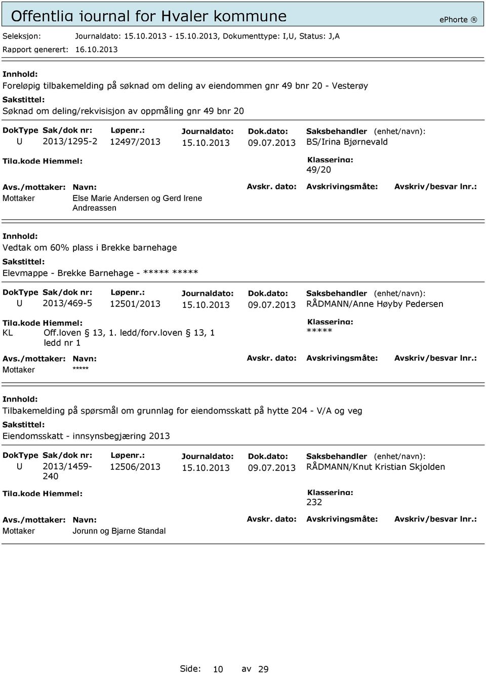 2013 BS/rina Bjørnevald 49/20 Else Marie Andersen og Gerd rene Andreassen Vedtak om 60% plass i Brekke barnehage Elevmappe - Brekke Barnehage - ***** ***** 2013/469-5 12501/2013 09.07.