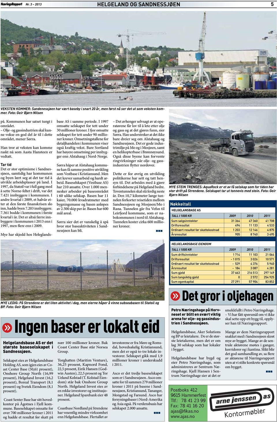 Tar tid Det er stor optimisme i Sandnessjøen, samtidig har kommunen og byen lært seg at det tar tid å utvikle arbeidsplasser på land.