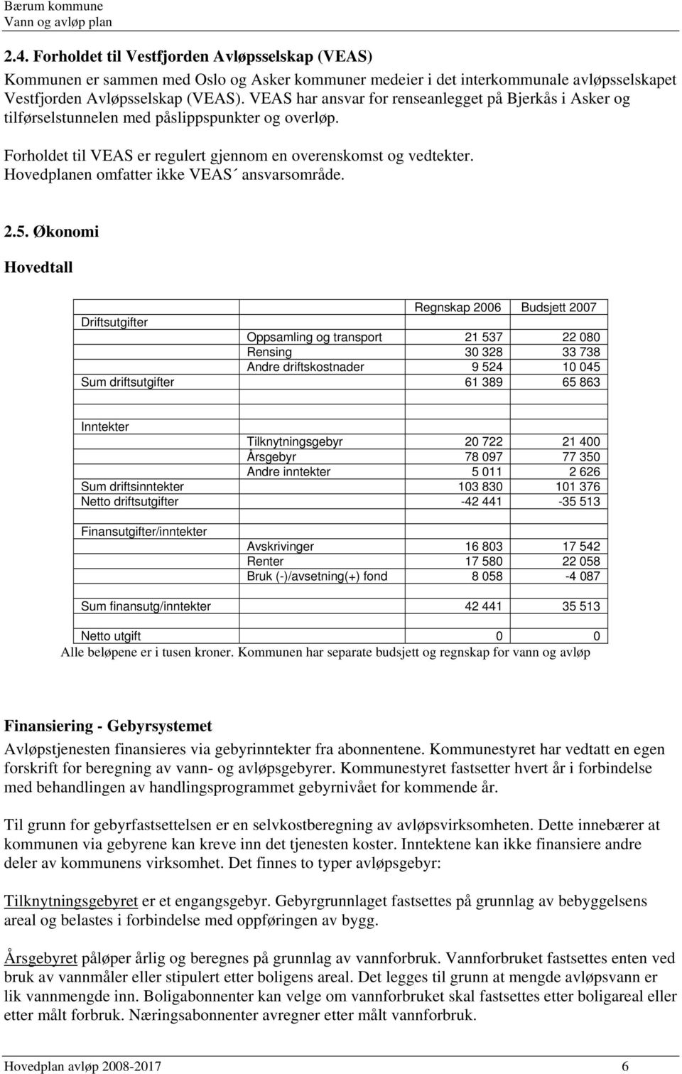 Hovedplanen omfatter ikke VEAS ansvarsområde. 2.5.