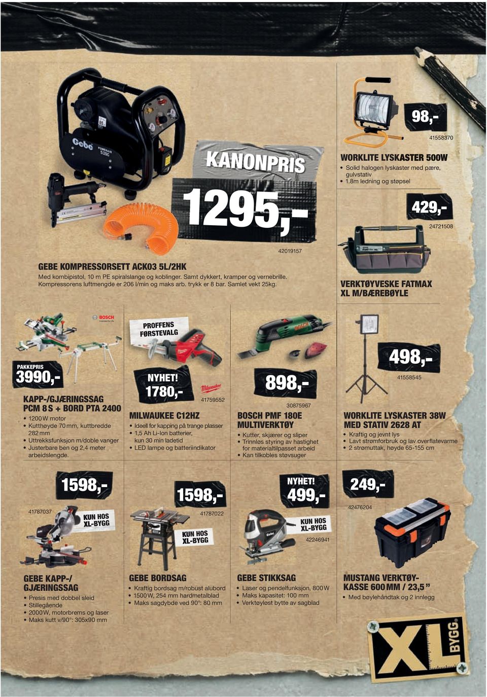 Kompressorens luftmengde er 206 l/min og maks arb. trykk er 8 bar. Samlet vekt 25kg.