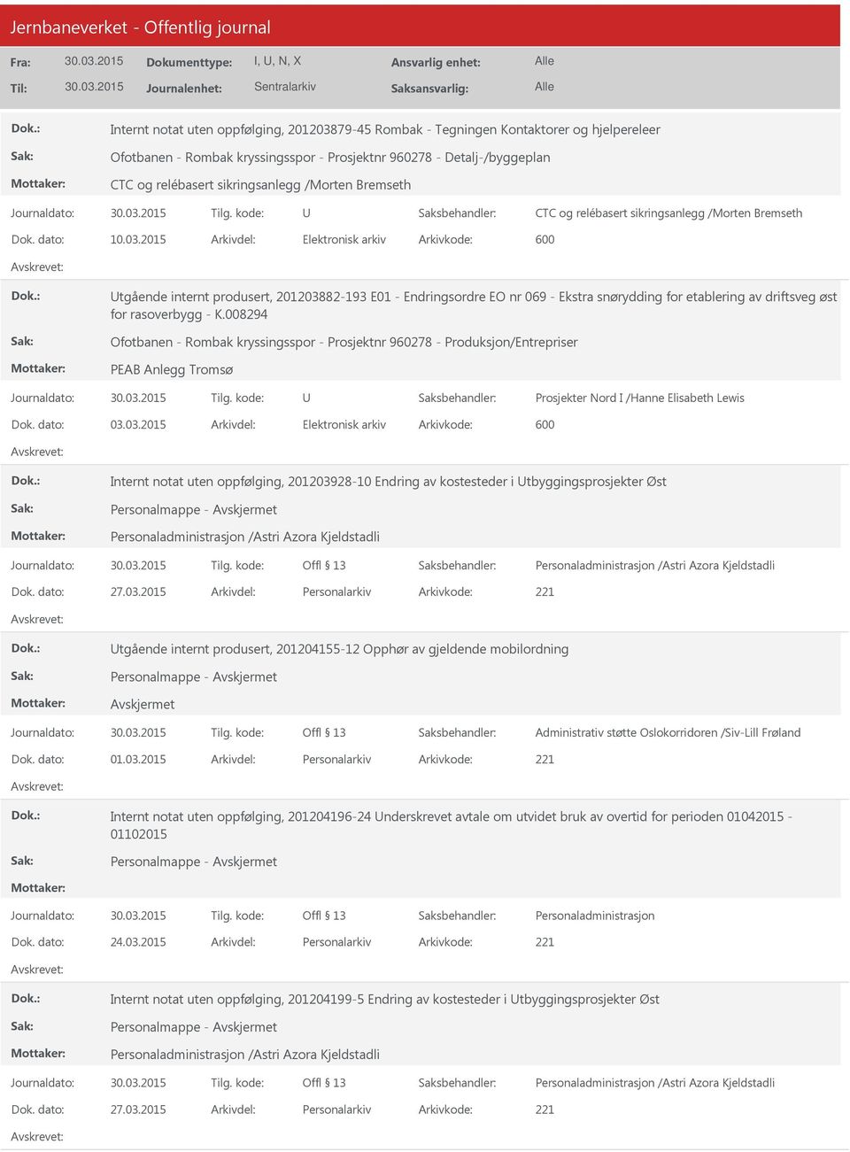 2015 600 tgående internt produsert, 201203882-193 E01 - Endringsordre EO nr 069 - Ekstra snørydding for etablering av driftsveg øst for rasoverbygg - K.