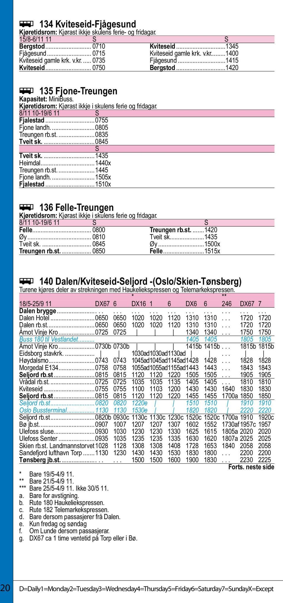 ..0755 Fjone landh...0805 Treungen rb.st...0835 Tveit sk...0845 S Tveit sk...1435 Heimdal...1440x Treungen rb.st...1445 Fjone landh...1505x Fjalestad.