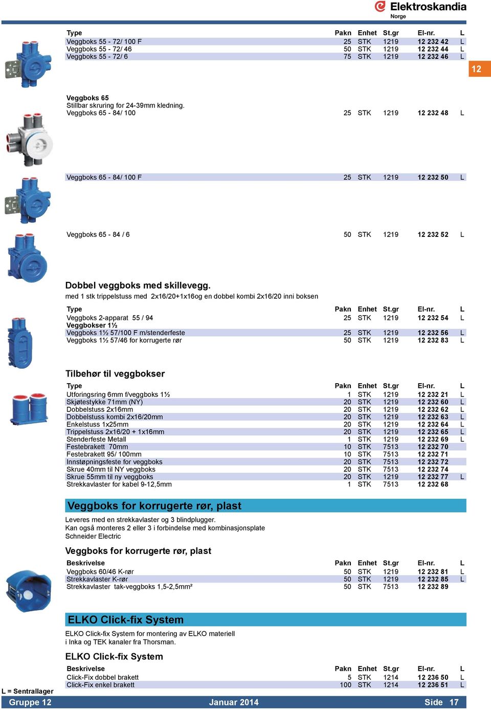 Veggboks 65-84/ 100 25 STK 1219 12 232 48 L Veggboks 65-84/ 100 F 25 STK 1219 12 232 50 L Veggboks 65-84 / 6 50 STK 1219 12 232 52 L Dobbel veggboks med skillevegg.