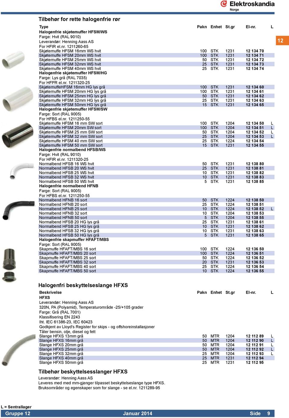 1211260-65 Skjøtemuffe HFSM 16mm WS hvit 100 STK 1231 12 134 70 Skjøtemuffe HFSM 20mm WS hvit 100 STK 1231 12 134 71 Skjøtemuffe HFSM 25mm WS hvit 50 STK 1231 12 134 72 Skjøtemuffe HFSM 32mm WS hvit