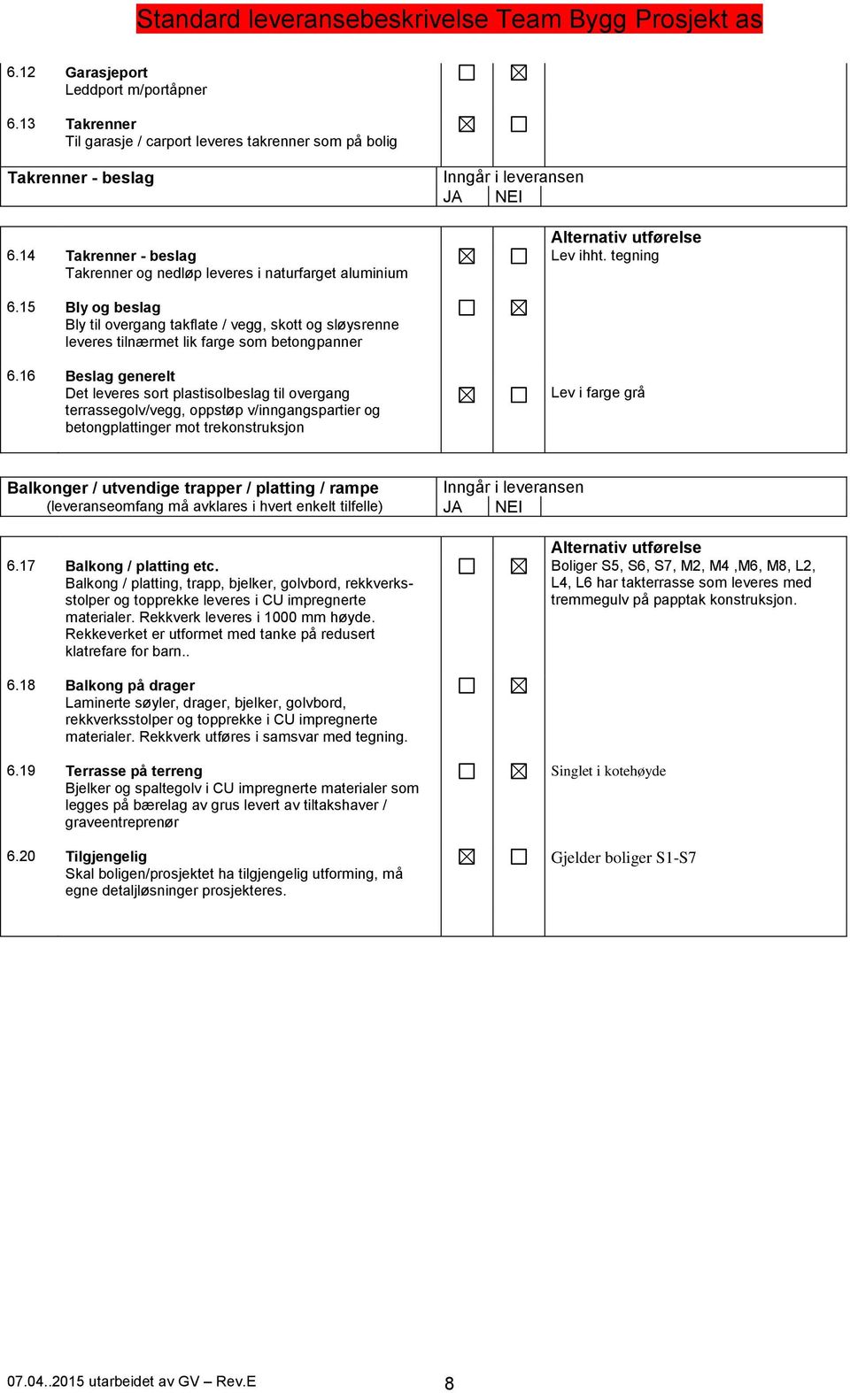 15 Bly og beslag Bly til overgang takflate / vegg, skott og sløysrenne leveres tilnærmet lik farge som betongpanner 6.