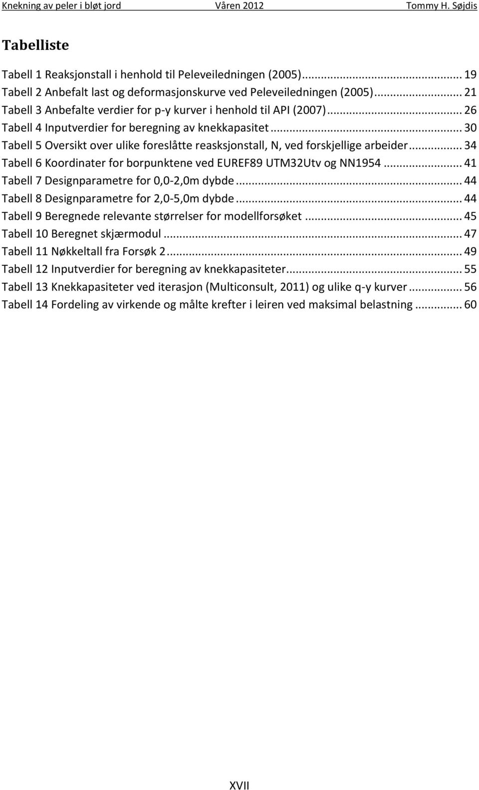 .. 26 Tabell 4 Inputverdier for beregning av knekkapasitet... 30 Tabell 5 Oversikt over ulike foreslåtte reasksjonstall, N, ved forskjellige arbeider.