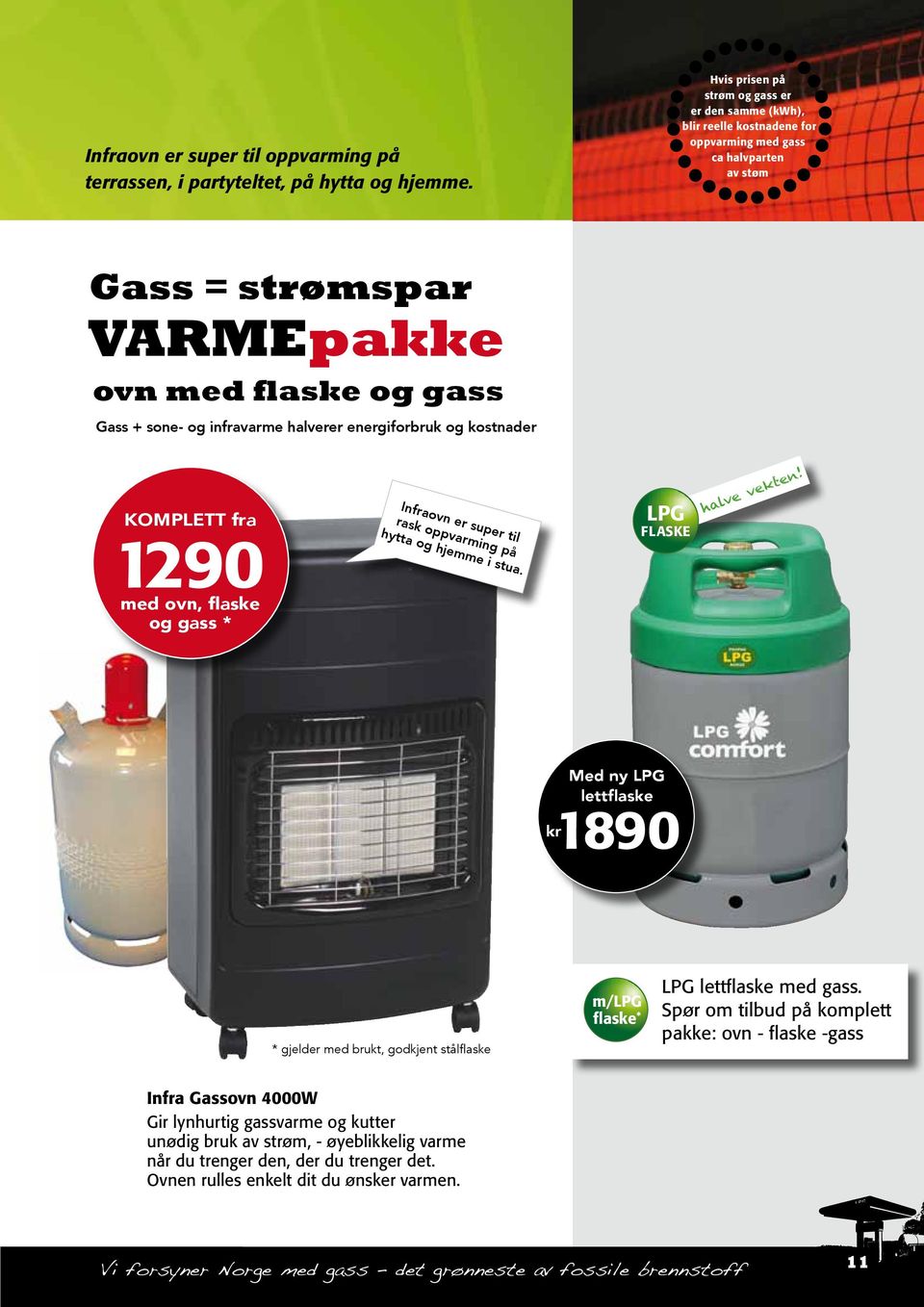 halverer energiforbruk og kostnader KOMPLETT fra Infraovn er super til rask oppvarming på hytta og hjemme i stua. LPG FLASKE halve vekten!