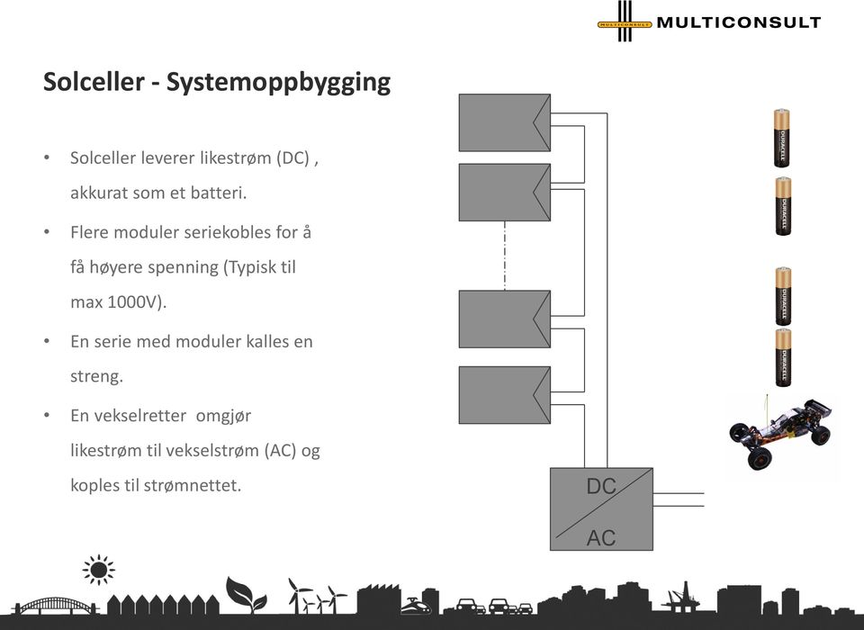 Flere moduler seriekobles for å få høyere spenning (Typisk til max