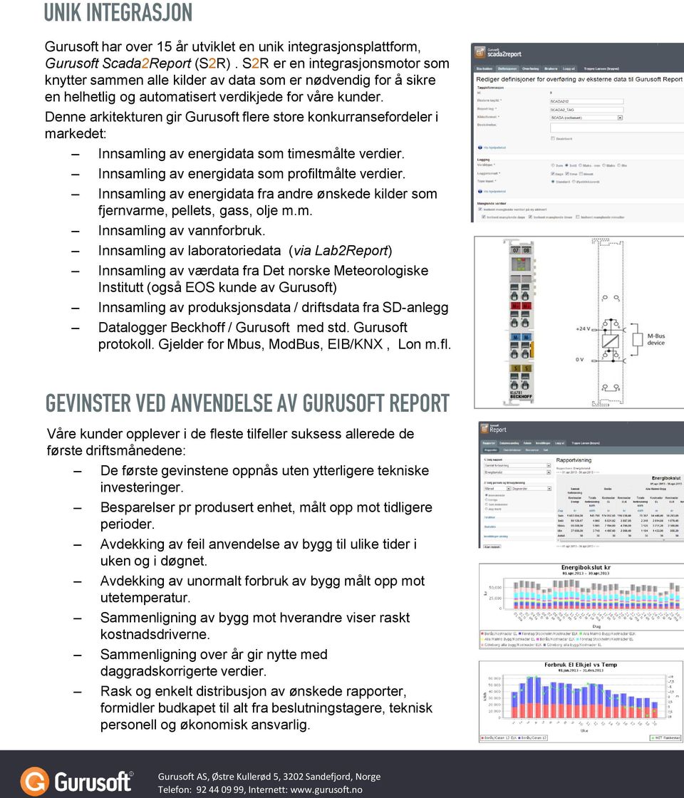 Denne arkitekturen gir Gurusoft flere store konkurransefordeler i markedet: Innsamling av energidata som timesmålte verdier. Innsamling av energidata som profiltmålte verdier.