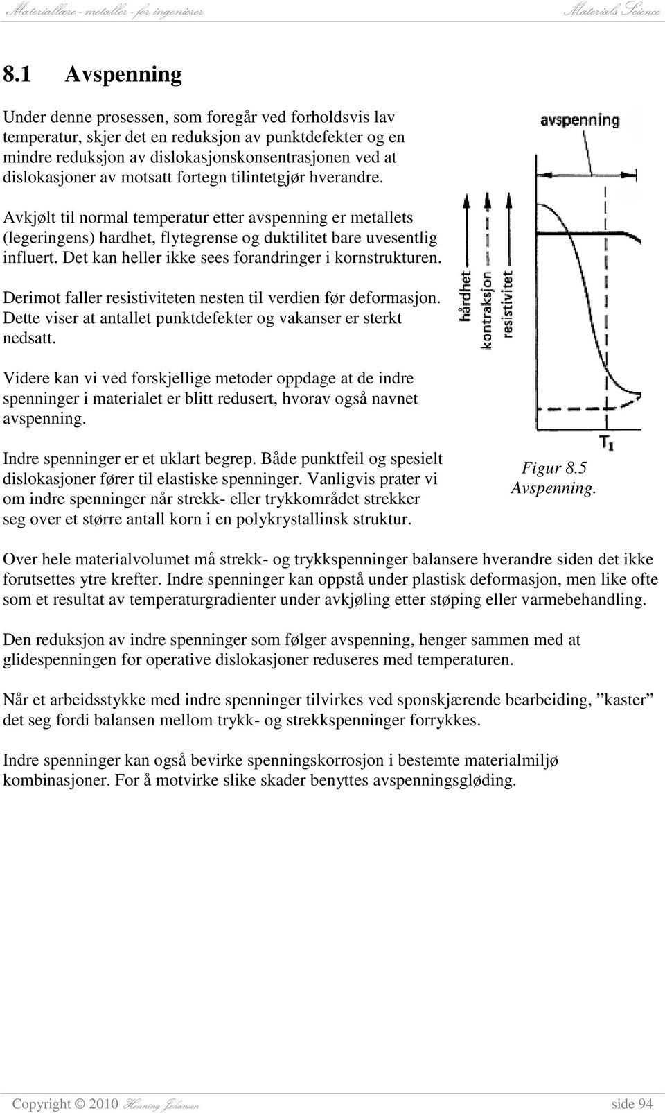 Det kan heller ikke sees forandringer i kornstrukturen. Derimot faller resistiviteten nesten til verdien før deformasjon. Dette viser at antallet punktdefekter og vakanser er sterkt nedsatt.