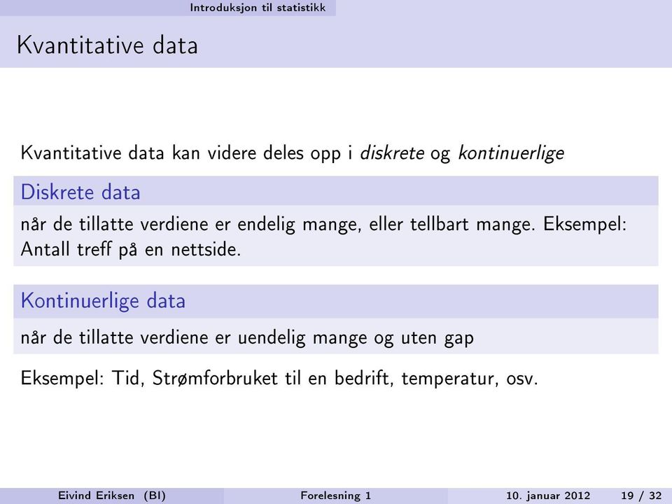 Eksempel: Antall tre på en nettside.