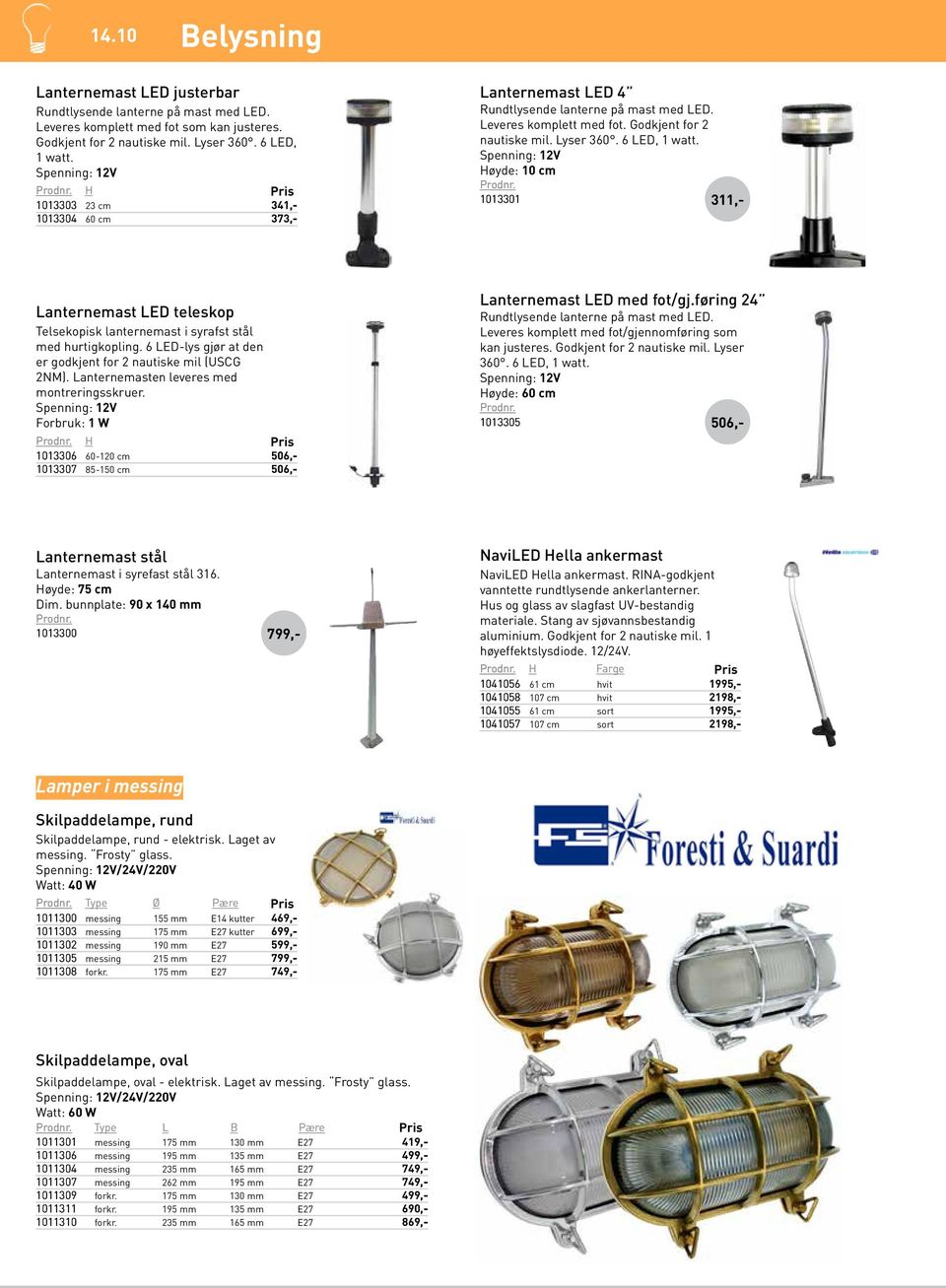 Høyde: 10 cm 1013301 311 Lanternemast LED teleskop Telsekopisk lanternemast i syrafst stål med hurtigkopling. 6 LED-lys gjør at den er godkjent for 2 nautiske mil (USCG 2NM).