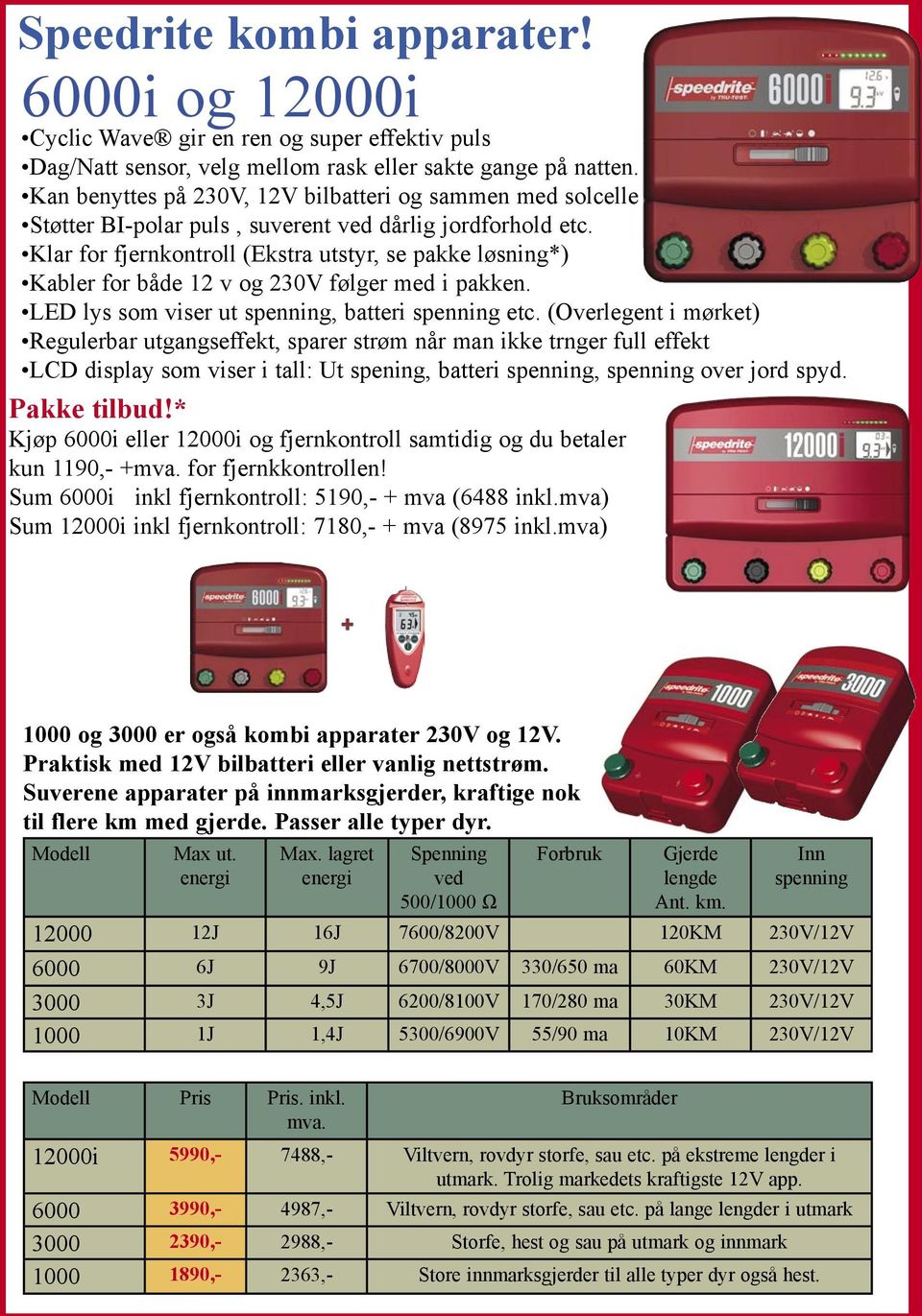 Klar for fjernkontroll (Ekstra utstyr, se pakke løsning*) Kabler for både 12 v og 230V følger med i pakken. LED lys som viser ut spenning, batteri spenning etc.