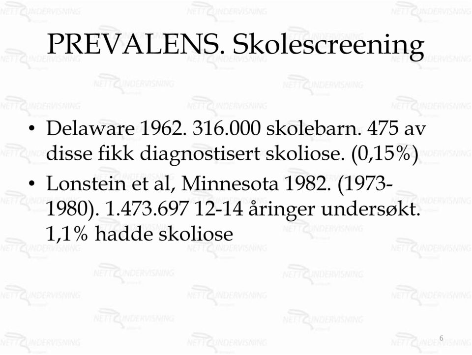 475 av disse fikk diagnostisert skoliose.