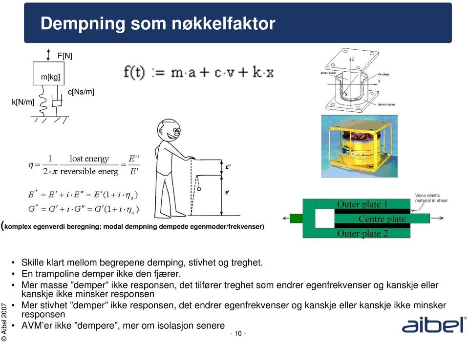 Mer masse demper ikke responsen, det tilfører treghet som endrer egenfrekvenser og kanskje eller kanskje ikke minsker responsen