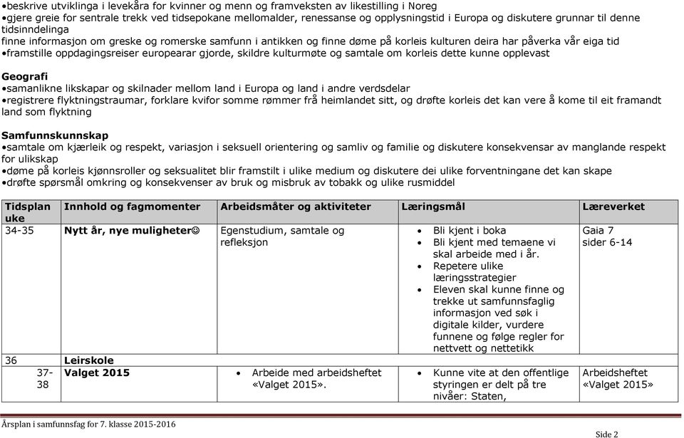 europearar gjorde, skildre kulturmøte og samtale om korleis dette kunne opplevast Geografi samanlikne likskapar og skilnader mellom land i Europa og land i andre verdsdelar registrere