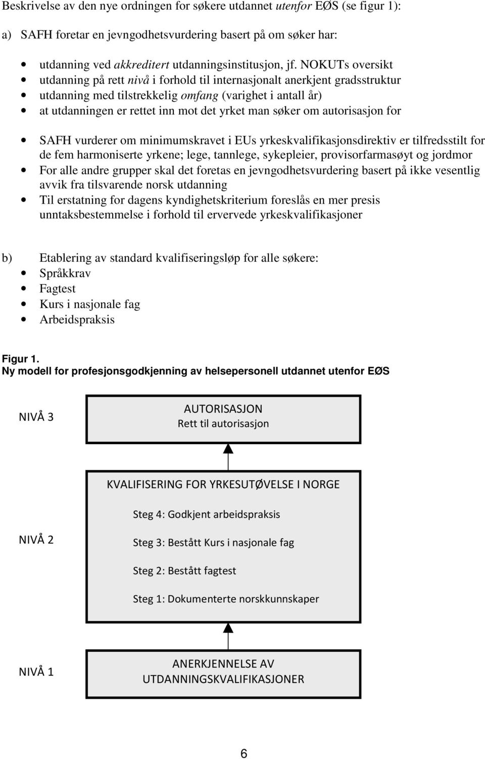 søker om autorisasjon for SAFH vurderer om minimumskravet i EUs yrkeskvalifikasjonsdirektiv er tilfredsstilt for de fem harmoniserte yrkene; lege, tannlege, sykepleier, provisorfarmasøyt og jordmor