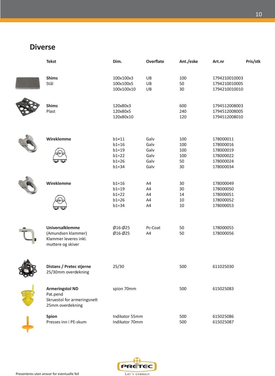 1794512008010 Wireklemme b1=11 Galv 100 178000011 b1=16 Galv 100 178000016 b1=19 Galv 100 178000019 b1=22 Galv 100 178000022 b1=26 Galv 50 178000024 b1=34 Galv 30 178000034 Wireklemme b1=16 A4 30