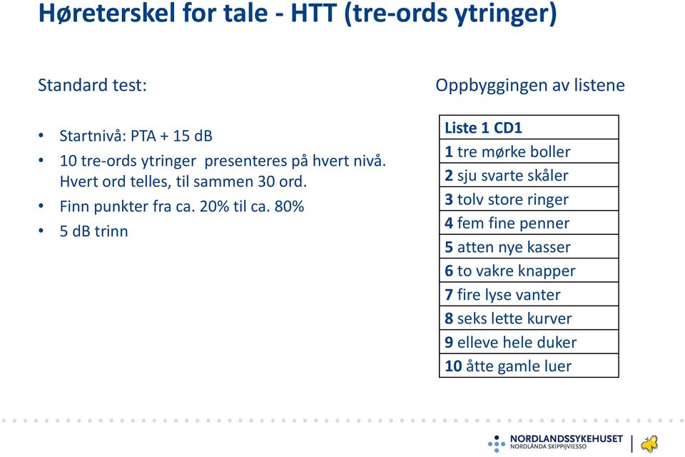 80% 5 db trinn Oppbyggingen av listene Liste 1 CD1 1 tre mørke boller 2 sju svarte skåler 3 tolv store ringer 4