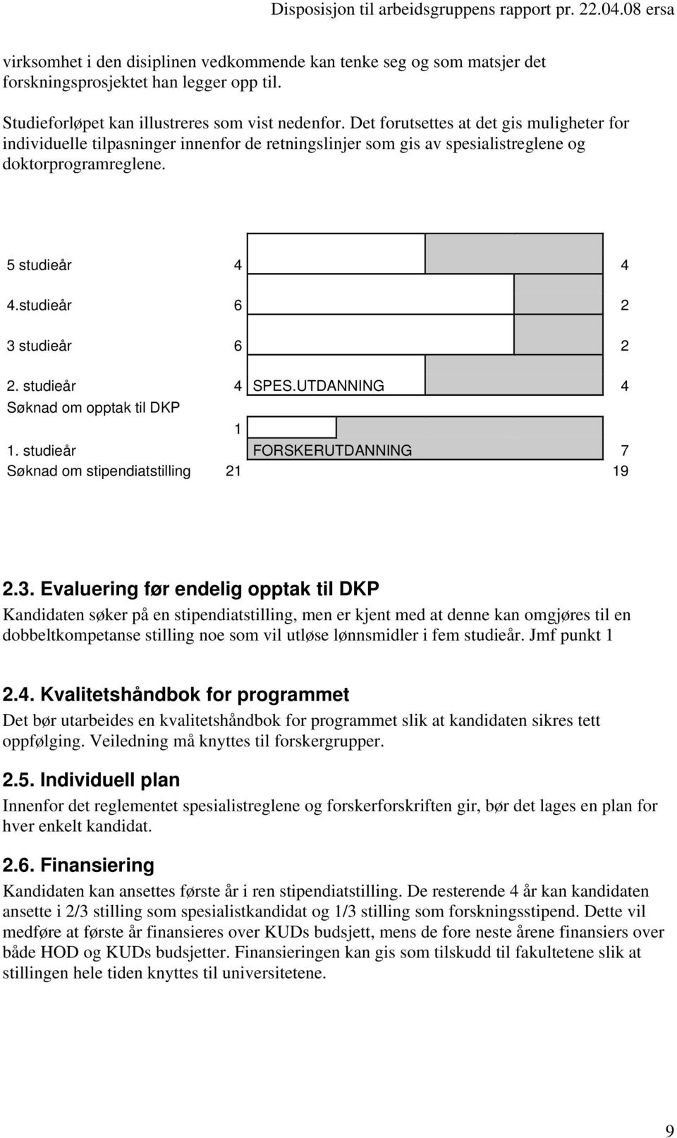 studieår 4 SPES.UTDANNING 4 Søknad om opptak til DKP 1 1. studieår FORSKERUTDANNING 7 Søknad om stipendiatstilling 21 19 2.3.