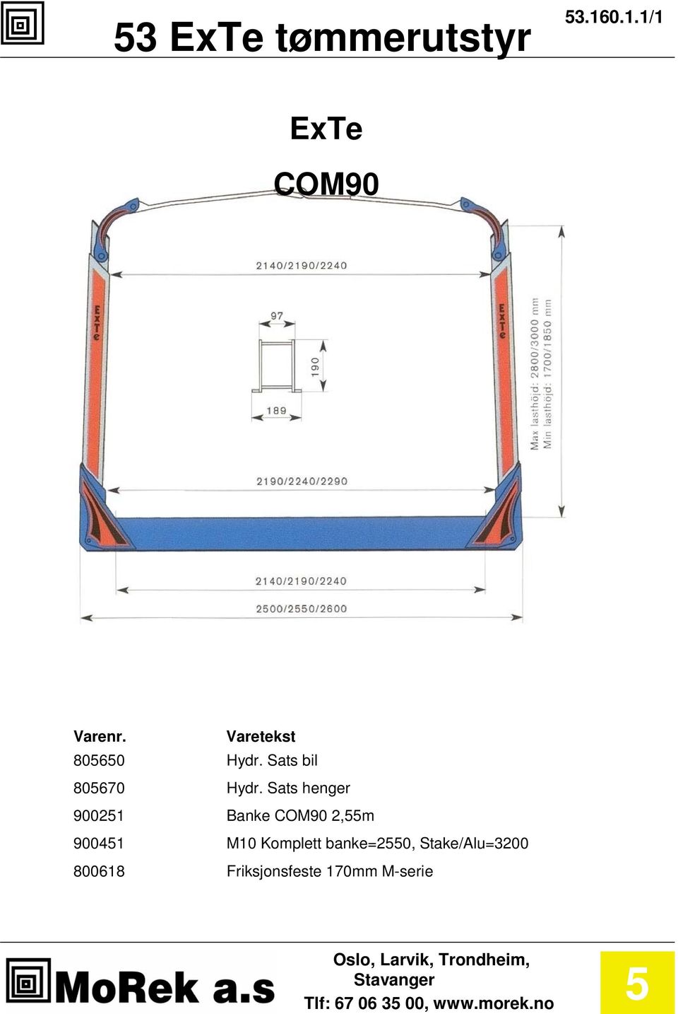 Sats henger 90021 Banke COM90 2,m 90041 M10 Komplett