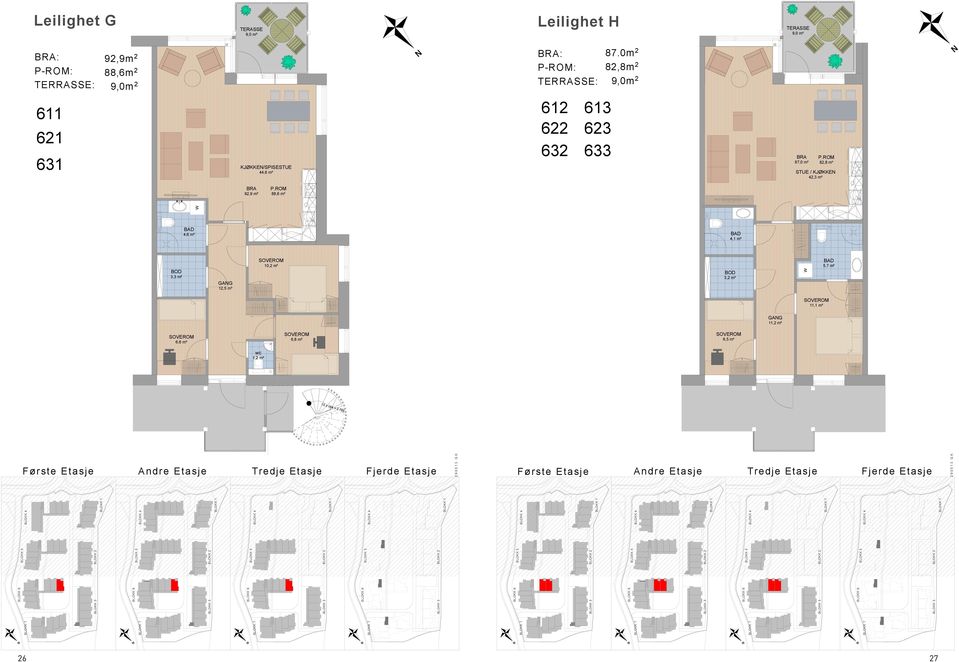 ROM 82,8 m² STUE / KJØKKE 42,3 m² BRA 92,9 m² P.