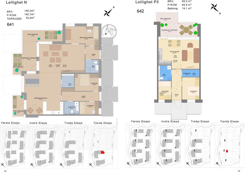 ÅPE TERRASSE 5,4 m² BRA 146,2 m² P.