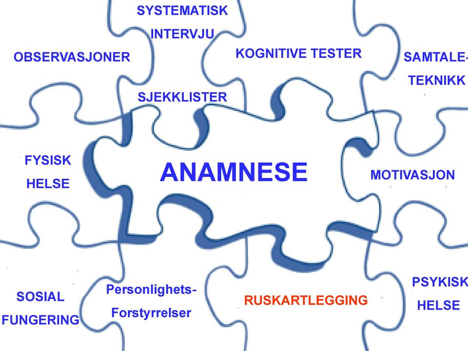 HELSE ANAMNESE MOTIVASJON SOSIAL FUNGERING