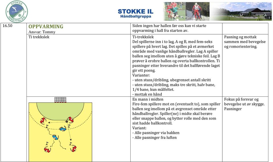 Lag A spiller ballen seg imellom uten å gjøre tekniske feil. Lag B prøver å erobre ballen og overta ballkontrollen. Ti pasninger etter hverandre til det ballførende laget gir ett poeng.