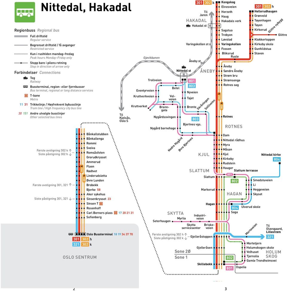 Monday Friday only Gjøvikbanen Saga SKYTTA Åneby st Stopp bare i pilens retning Industriveien only Stop in Myrlia direction of arrow Seterhaugen Nittedal st Forbindelser Connections Skytta