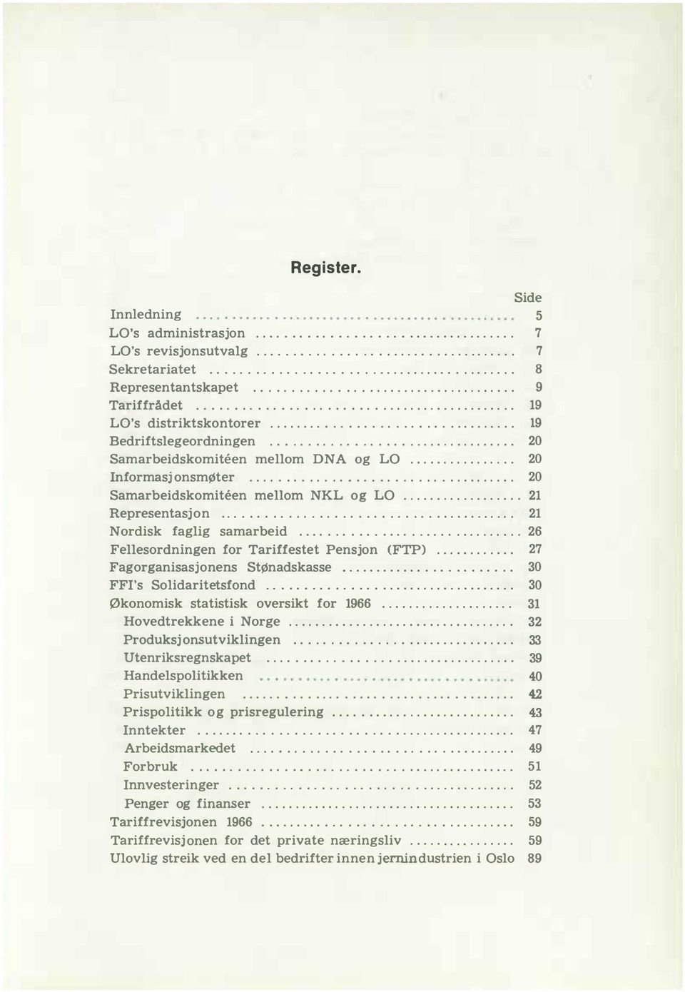 FF's Solidaritetsfond Økonomisk statistisk oversikt for 966 3 Hovedtrekkene i Norge 32 Produksjonsutviklingen 33 Utenriksregnskapet 39 Handelspolitikken 40 Prisutviklingen 42 Prispolitikk og