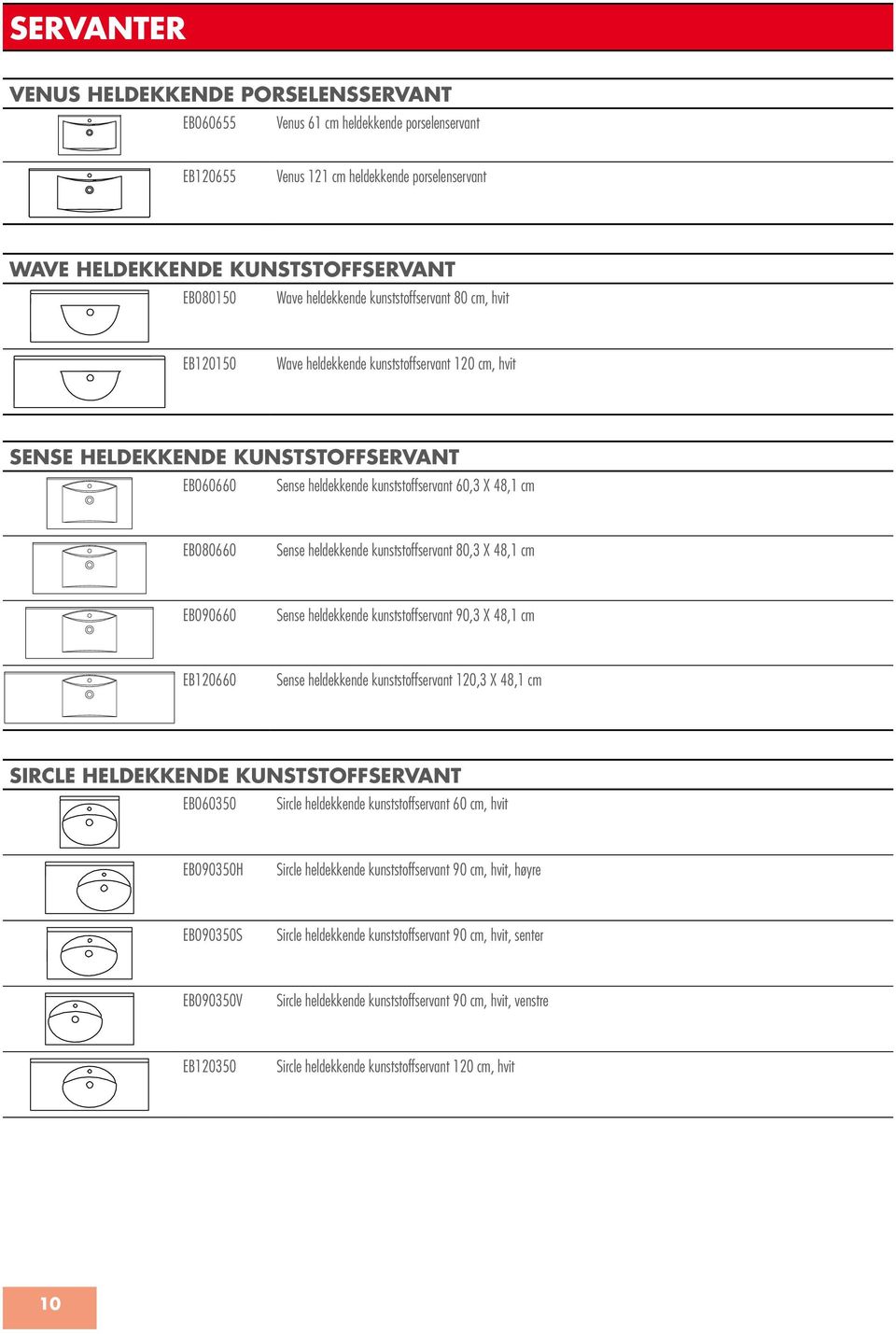 EB080660 Sense heldekkende kunststoffservant 80,3 X 48,1 cm EB090660 Sense heldekkende kunststoffservant 90,3 X 48,1 cm EB120660 Sense heldekkende kunststoffservant 120,3 X 48,1 cm SIRCLE HELDEKKENDE