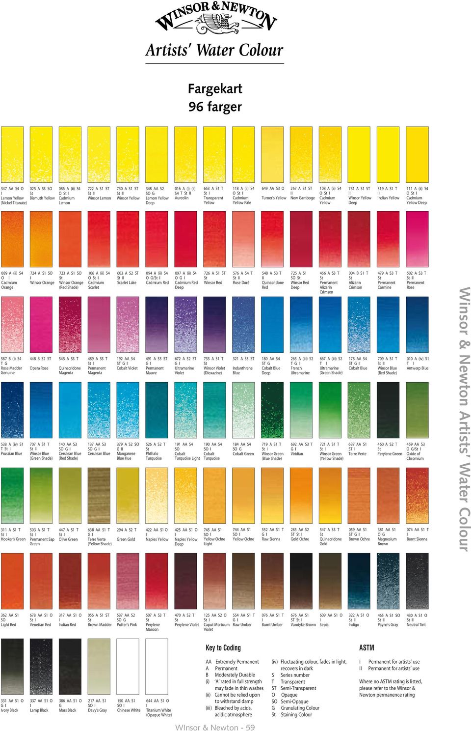 Winsor Yellow Deep 319 A S1 T ndian Yellow 111 A (ii) S4 O Cadmium Yellow Deep 089 A (ii) S4 O Cadmium Orange 587 B (i) S4 T G Rose Madder Genuine 538 A (iv) S1 T Prussian Blue 311 A S1 T Hooker s