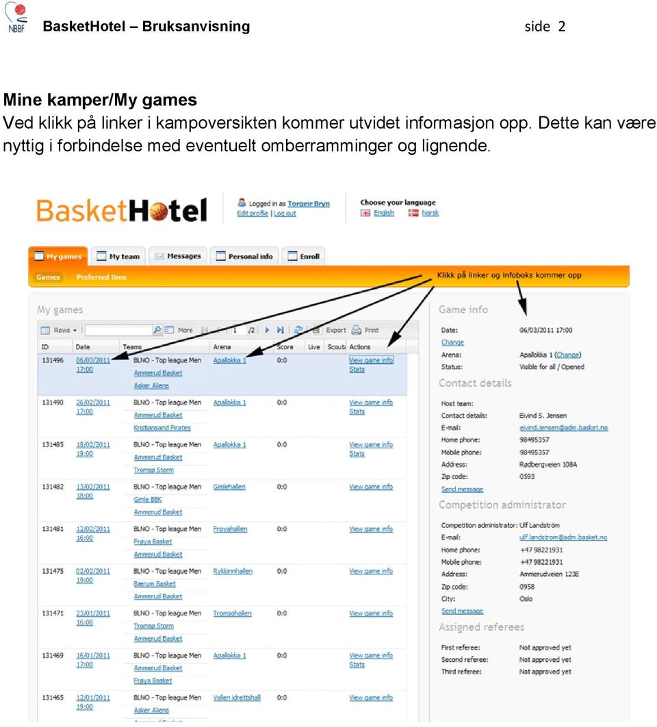 utvidet informasjon opp.