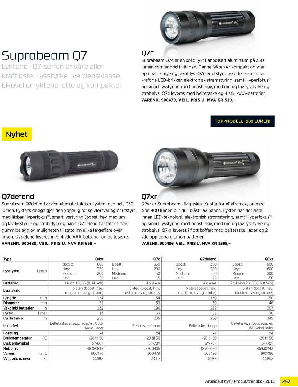 Q7c er utstyrt med det siste innen kraftige LED-brikker, elektronisk strømstyring, samt Hyperfokus og smart lysstyring med boost, høy, medium og lav lysstyrke og strobelys.