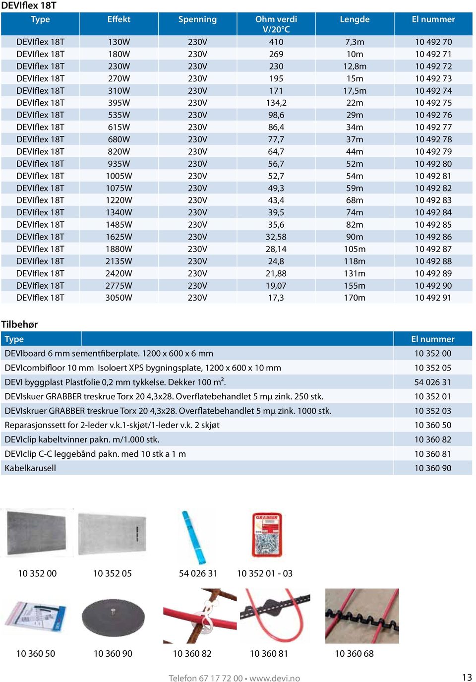 34m 10 492 77 DEVIflex 18T 680W 230V 77,7 37m 10 492 78 DEVIflex 18T 820W 230V 64,7 44m 10 492 79 DEVIflex 18T 935W 230V 56,7 52m 10 492 80 DEVIflex 18T 1005W 230V 52,7 54m 10 492 81 DEVIflex 18T