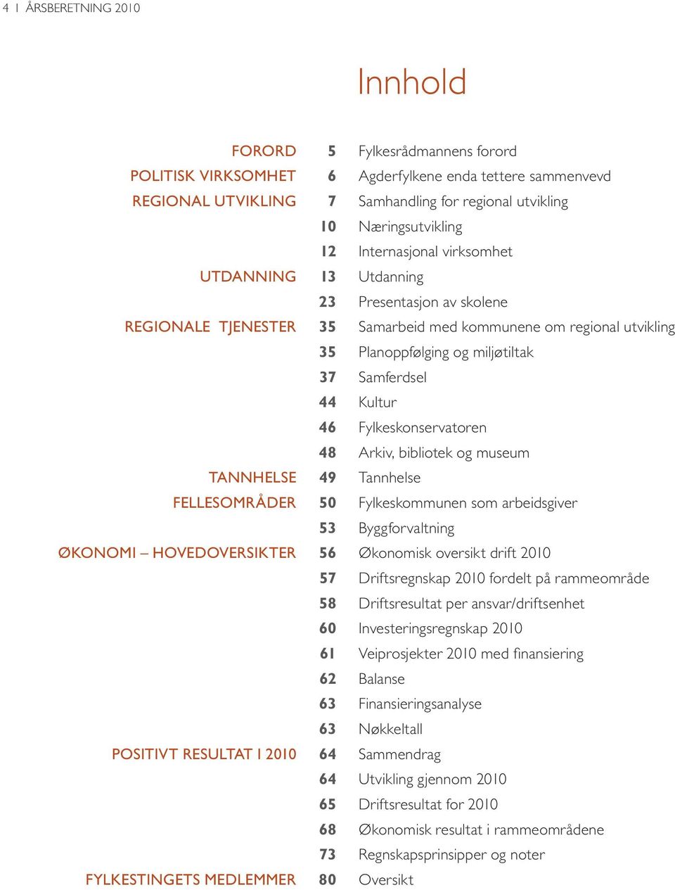 Kultur 46 Fylkeskonservatoren 48 Arkiv, bibliotek og museum TANNHELSE 49 Tannhelse FELLESOMRÅDER 50 Fylkeskommunen som arbeidsgiver 53 Byggforvaltning ØKONOMI HOVEDOVERSIKTER 56 Økonomisk oversikt