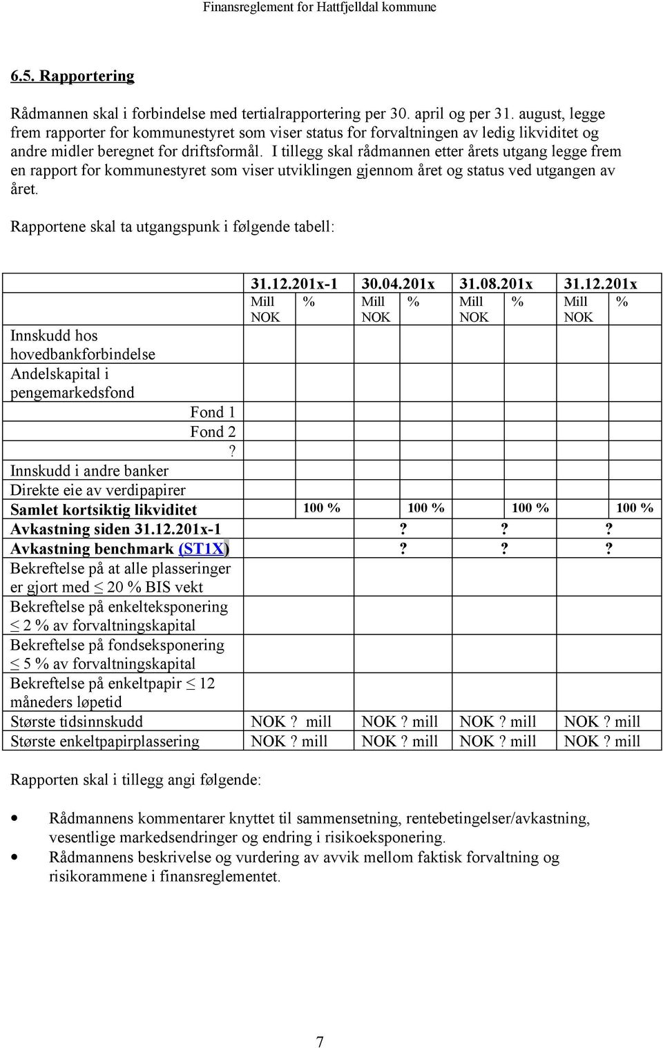 I tillegg skal rådmannen etter årets utgang legge frem en rapport for kommunestyret som viser utviklingen gjennom året og status ved utgangen av året.