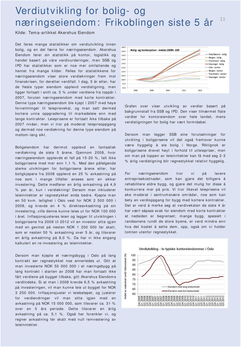 Akershus Eiendom fører sin statistikk på kontor, logistikk og handel basert på våre verdivurderinger, men SSB og IPD har statistikker som er noe mer omfattende og hentet fra mange kilder.