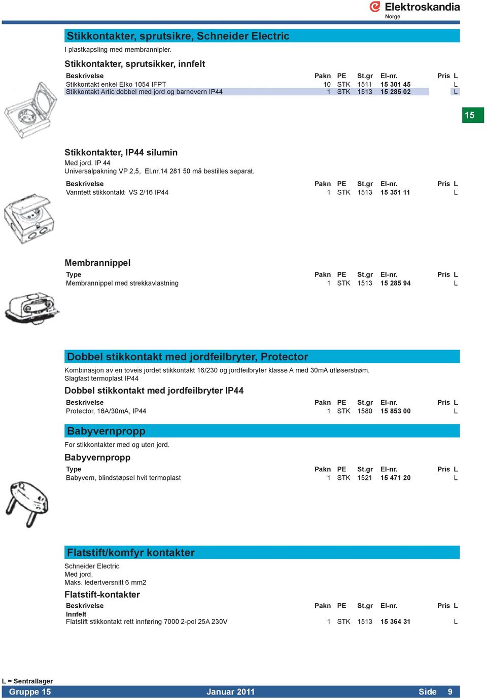 Med jord. IP 44 Universalpakning VP 2,5, El.nr.14 281 50 må bestilles separat.