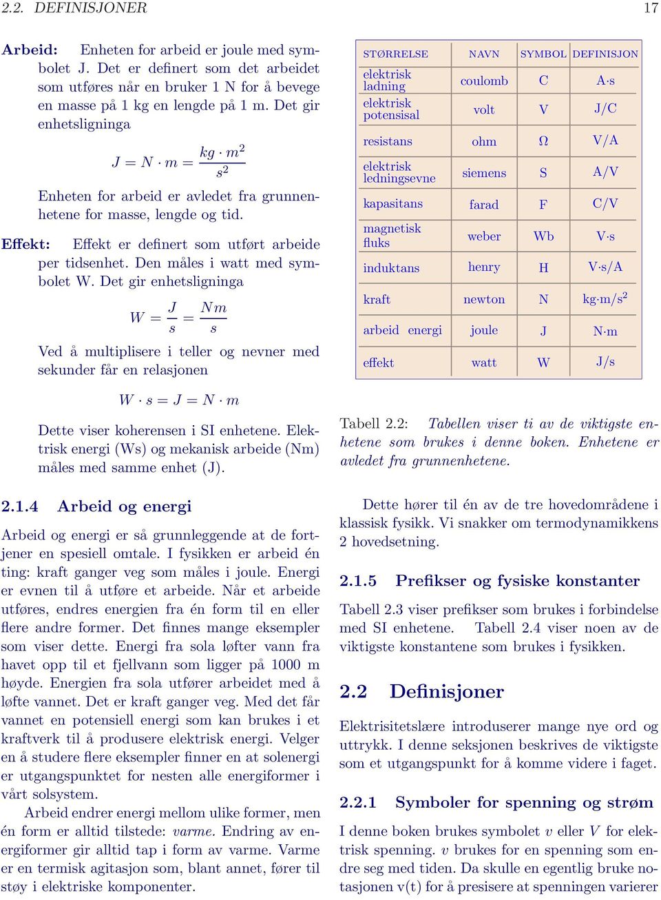 Den måles i watt med symbolet W. Det gir enhetsligninga W = J s = Nm s Ved å multiplisere i teller og nevner med sekunder får en relasjonen W s = J = N m Dette viser koherensen i SI enhetene.