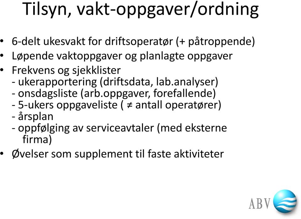 analyser) - onsdagsliste (arb.