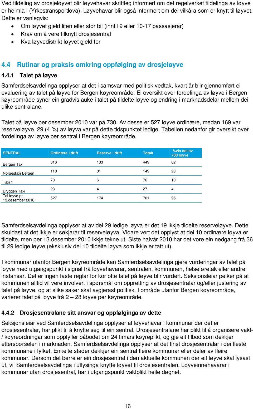 Dette er vanlegvis: Om løyvet gjeld liten eller stor bil (inntil 9 eller 10-17 passasjerar) Krav om å vere tilknytt drosjesentral Kva løyvedistrikt løyvet gjeld for 4.