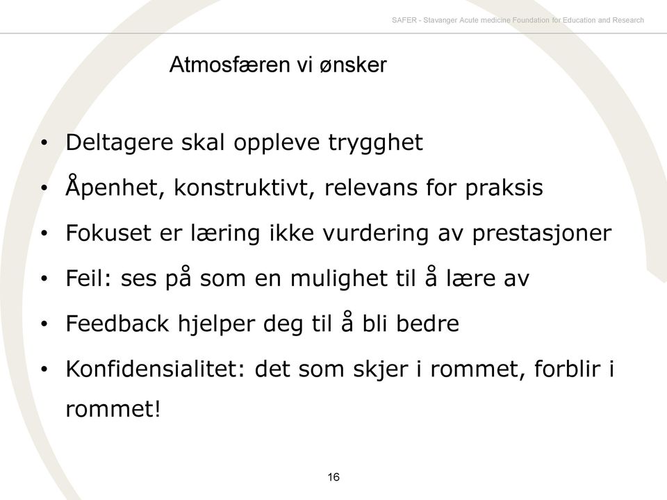 prestasjoner Feil: ses på som en mulighet til å lære av Feedback