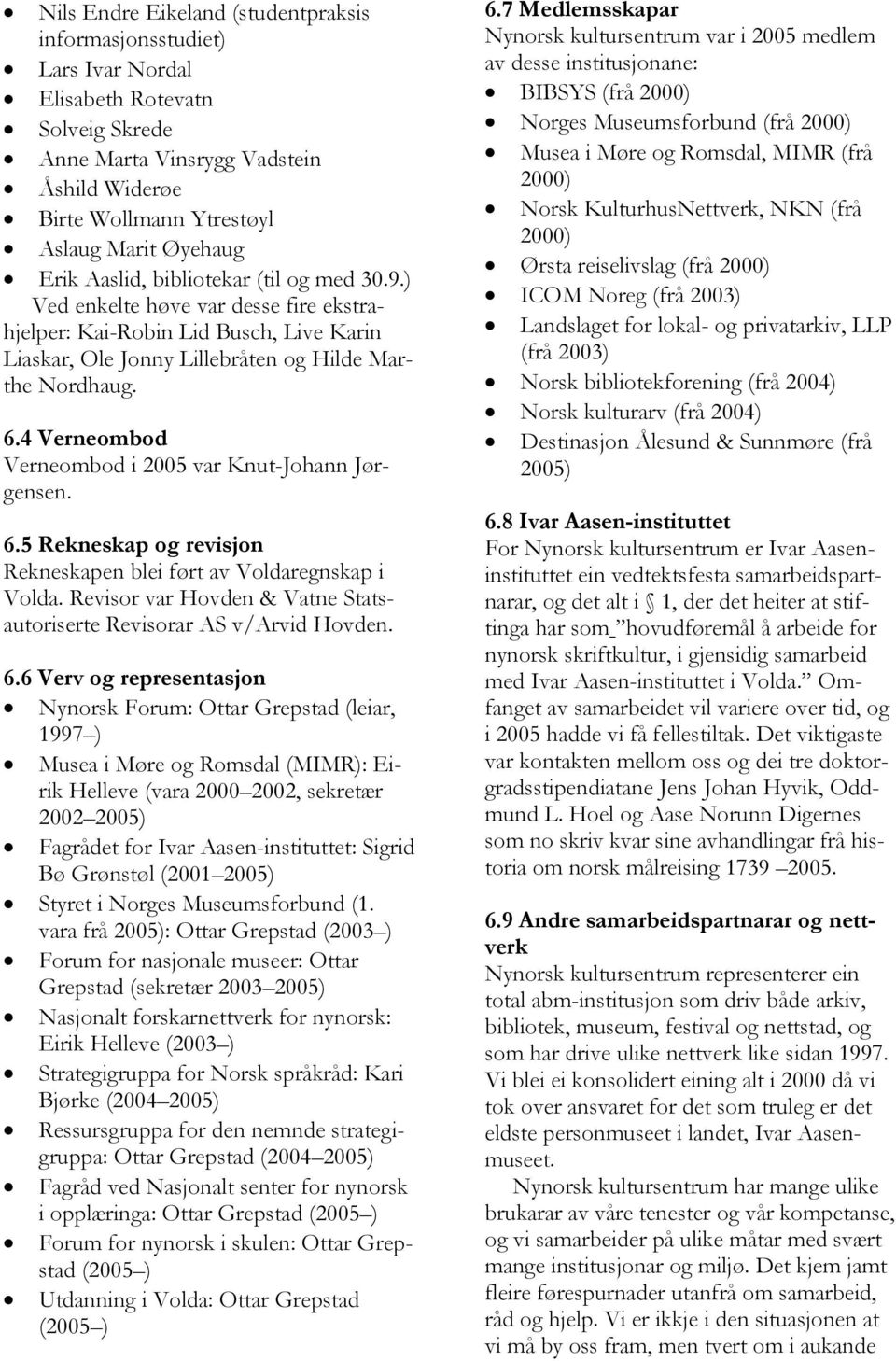 4 Verneombod Verneombod i 2005 var Knut-Johann Jørgensen. 6.5 Rekneskap og revisjon Rekneskapen blei ført av Voldaregnskap i Volda.