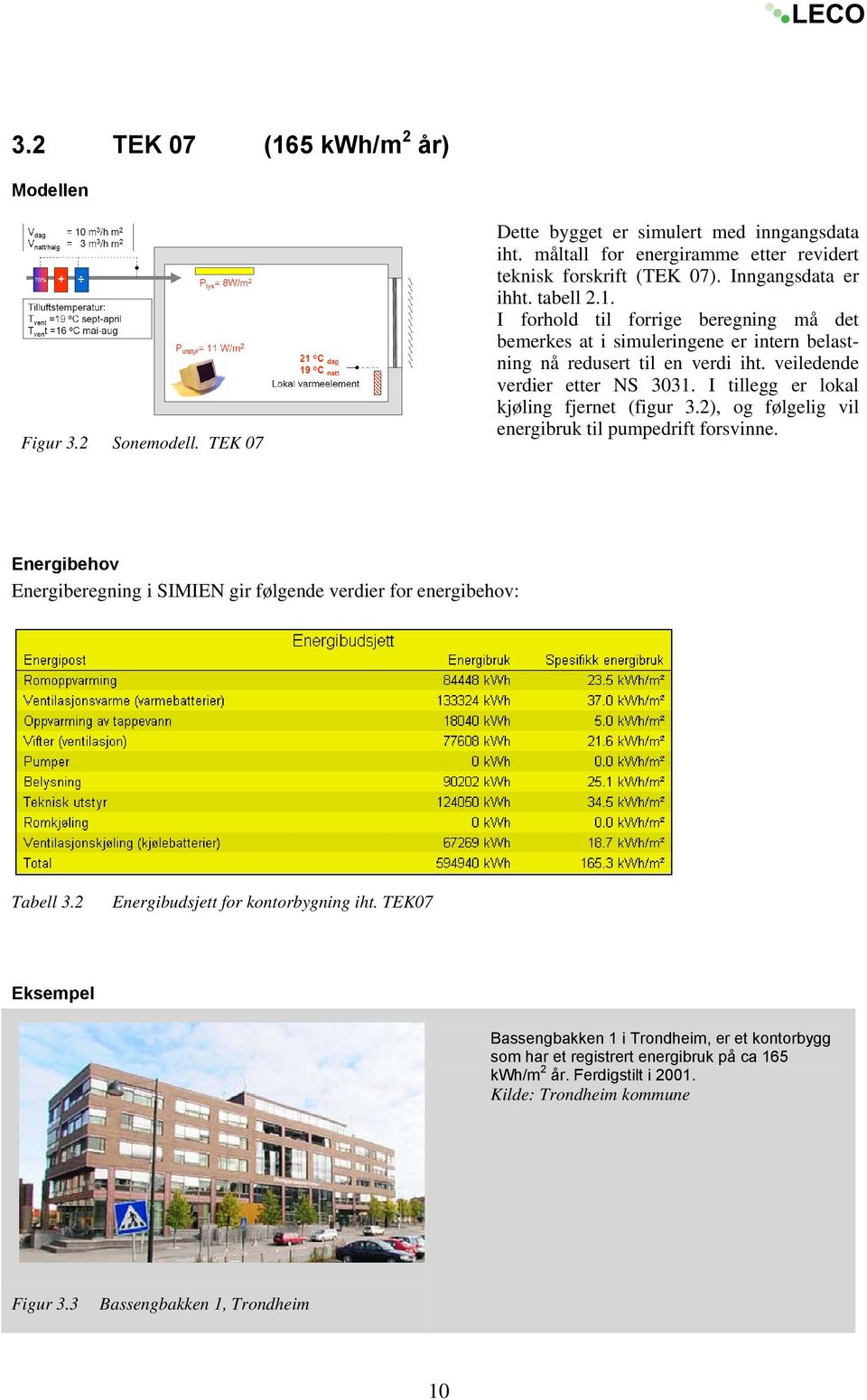 I tillegg er lokal kjøling fjernet (figur 3.2), og følgelig vil energibruk til pumpedrift forsvinne. Energibehov Energiberegning i SIMIEN gir følgende verdier for energibehov: Tabell 3.