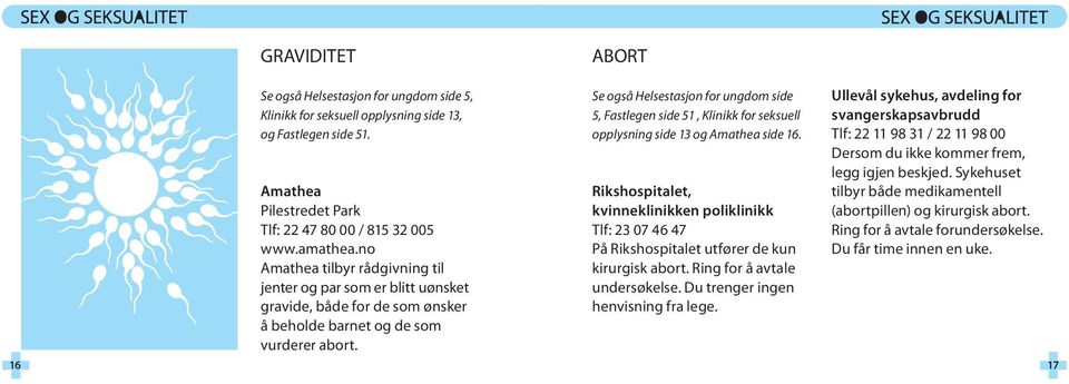 Se også Helsestasjon for ungdom side 5, Fastlegen side 51, Klinikk for seksuell opplysning side 13 og Amathea side 16.